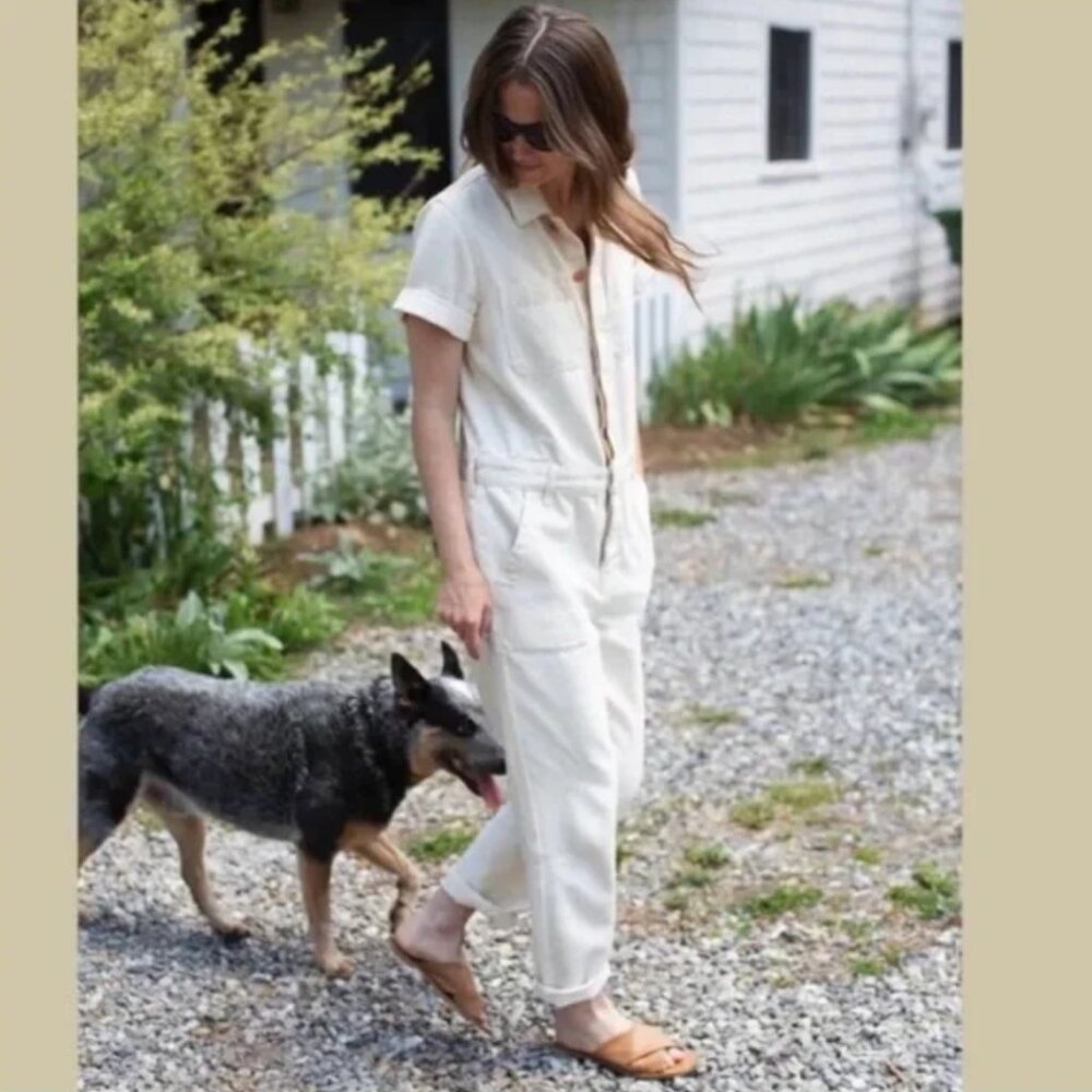 Everlane The Supersoft Jean Coverall Denim Jumpsuit Bone
